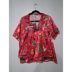 NWT SheShow Pink Satin The Nutcracker Christmas Pajama Set Sz XL Shorts